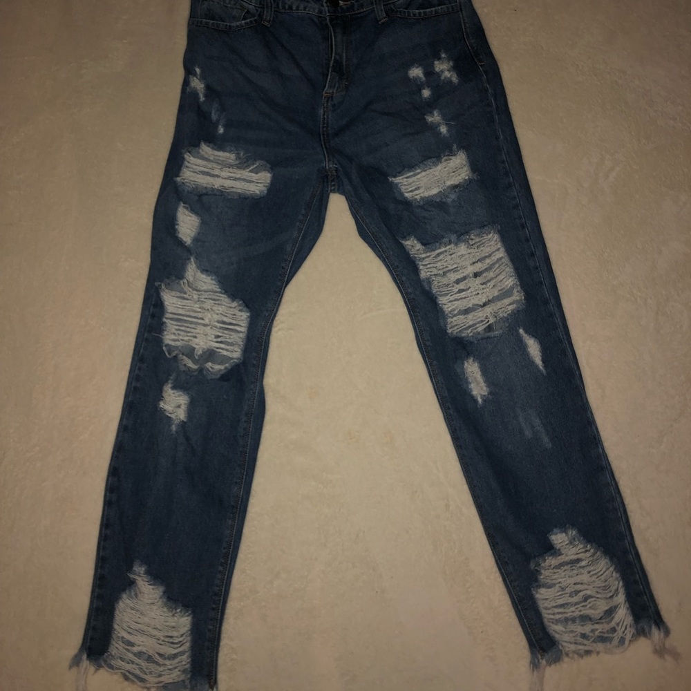 Distressed Cello Boyfriend/Mom Jeans